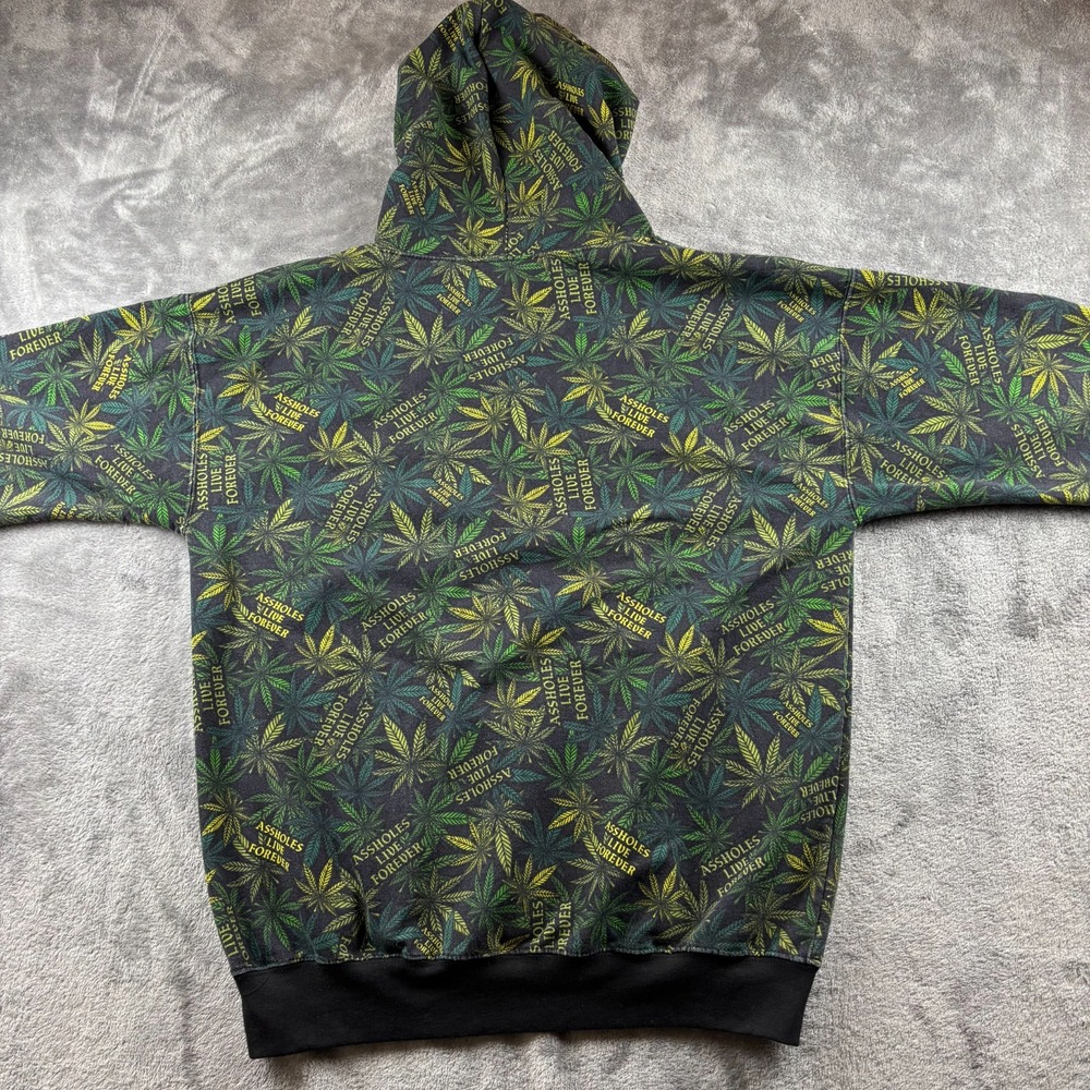 AOP A**holes Live Forever Hoodie Men Large Weed Leaf Marijuana Cotton Skate Surf - Picture 5 of 8